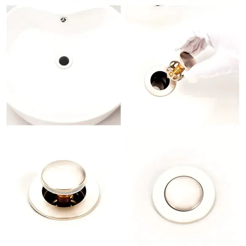Simples Market metal basin drain pop-up stopper with hair catcher, chrome finish