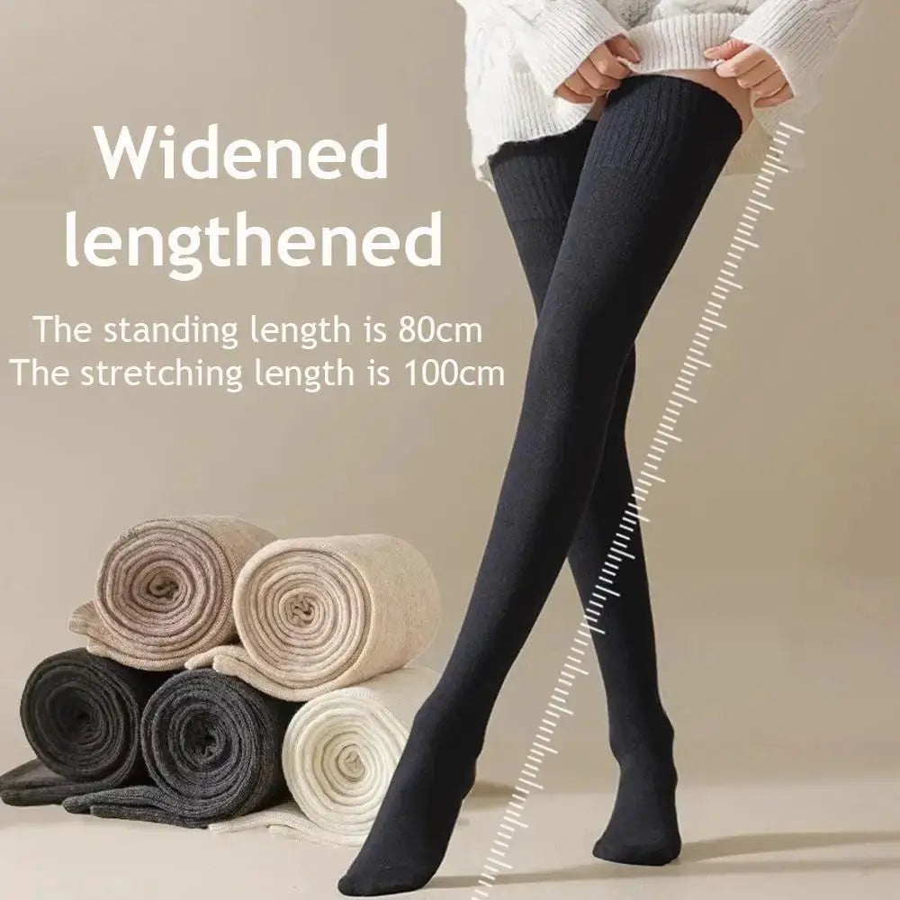 Velvet Winter Thigh High Socks For Women 100cm Lengthened Over The Knee Stockings For Warmth