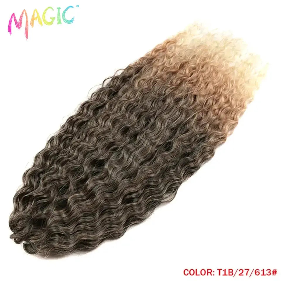 Magic Ariel Curl water wave twist crochet hair extension, 22in, ombre dark brown to blonde, color T1B/27/613