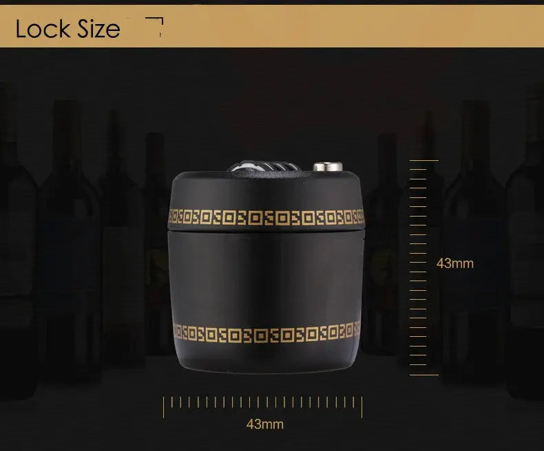 KAK plastic wine stopper with password lock by Simples Market, black with gold band, 43mm