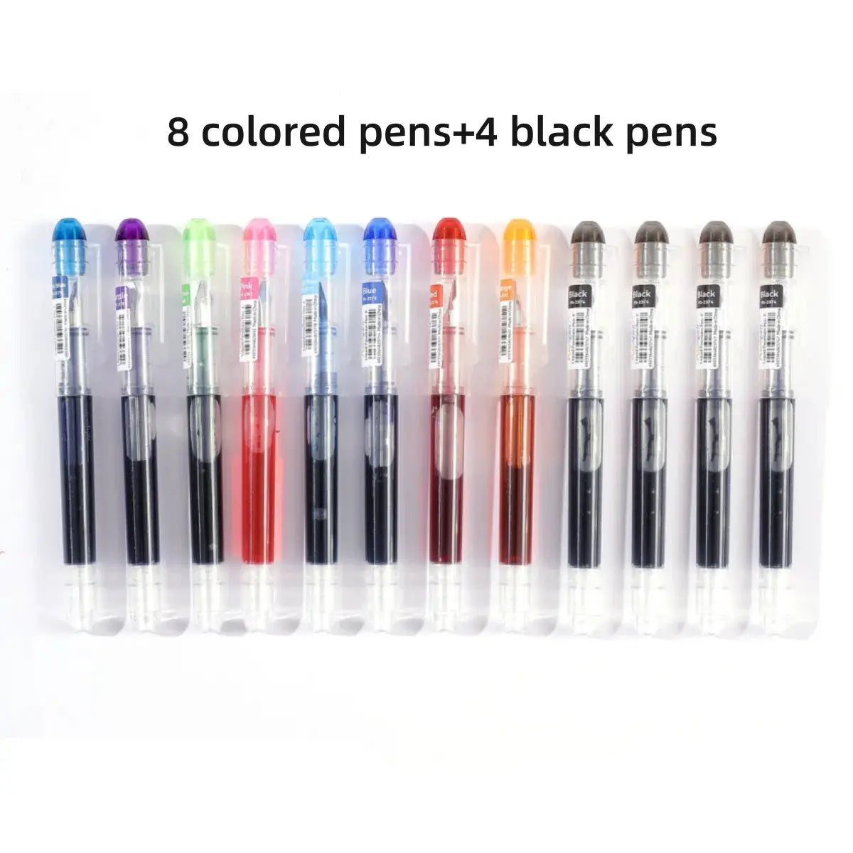 Simples Market large-capacity disposable fountain pen set, 12 pens (8 colored inks + 4 black)