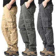 Men's Loose Overalls With Large Pockets Pure Cotton Elastic Waist Tactical Jogging Pants For Outdoor Work