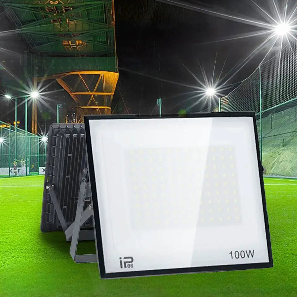 Simples Market LED floodlight 100W outdoor IP65 waterproof with stand, black metal frame