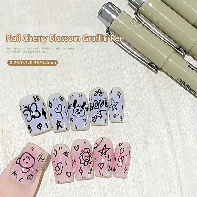 Nail Art Graffiti Line Pen Gel Painting Waterproof Precision Nib With Ultra Fine Brush For Crisp Detailed Nail Art