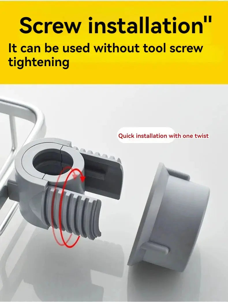 Shower rack clamp by Simples Market; gray plastic, punch-free, quick-twist installation