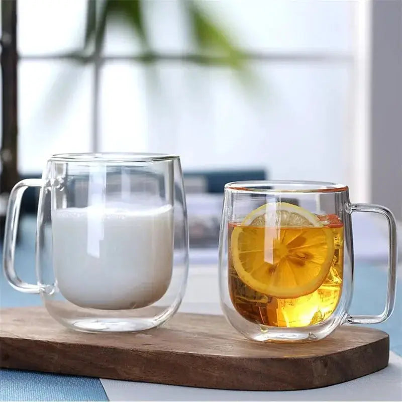150-350ml Double Wall Borosilicate Glass Mug With Handle Coffee Cup