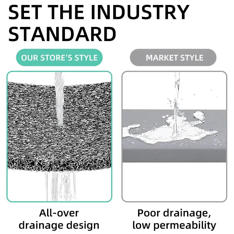 Non-slip hollow bath mat by Simples Market, grey quick-drying with all-over drainage; store vs market styles.