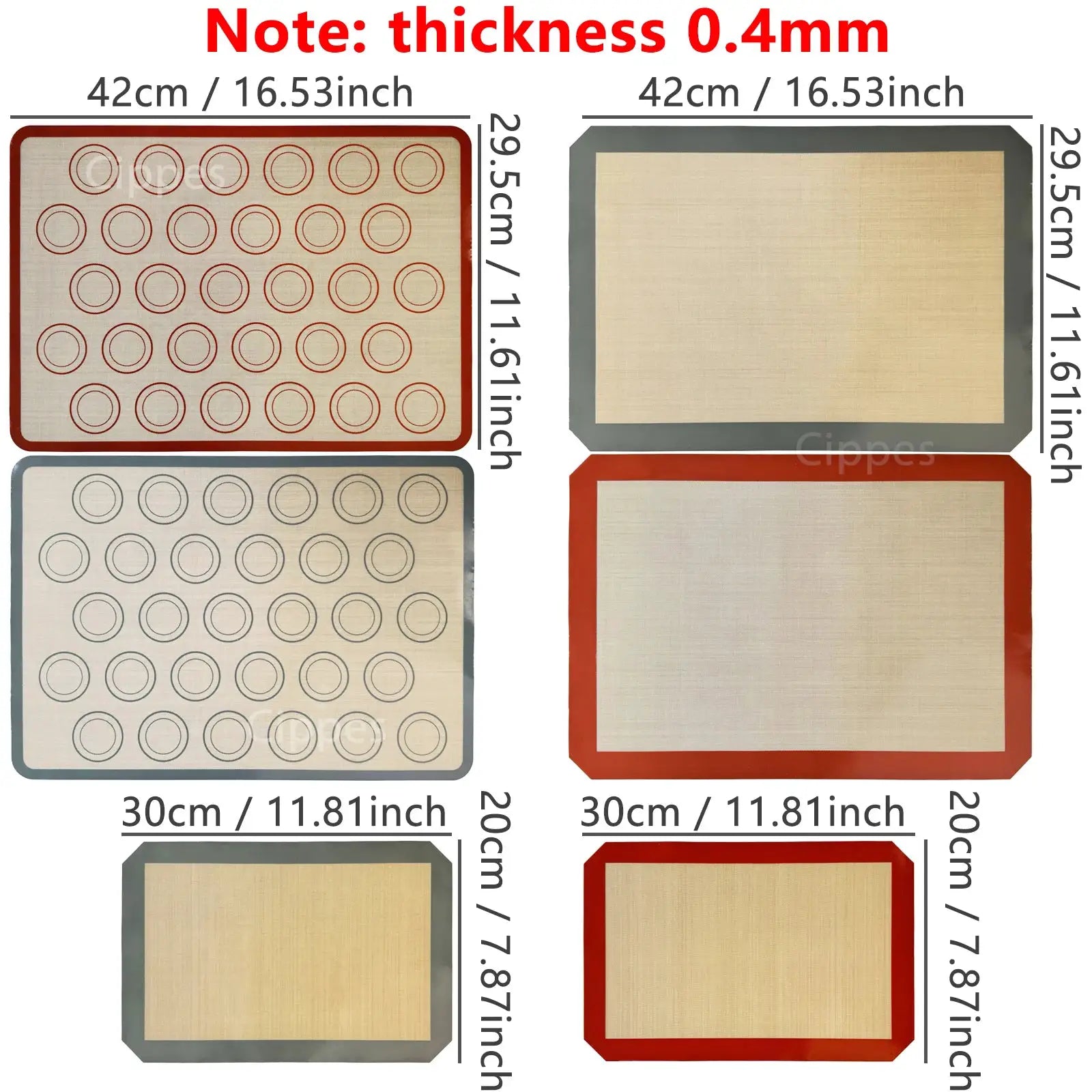 Silicone Baking Mat 0.4mm Thin Reusable Nonstick Heat Resistant Oven Liner For Cookies