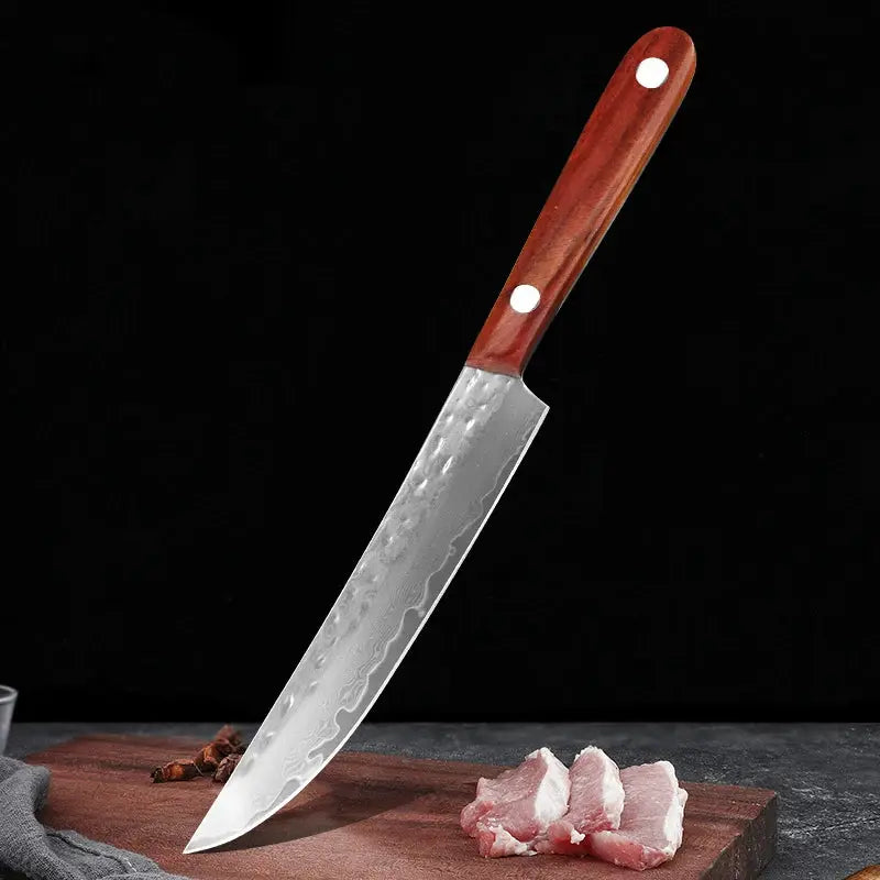 Damascus Steel Paring Knife With Wooden Handle For Precise Slicing Of Meat Vegetables Fruits Kitchen Knife