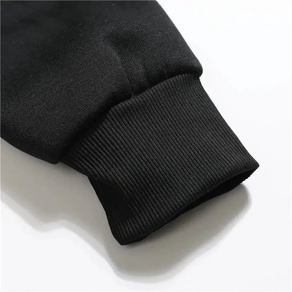 Simples Market black zipper hoodie, long-sleeve with ribbed cuff