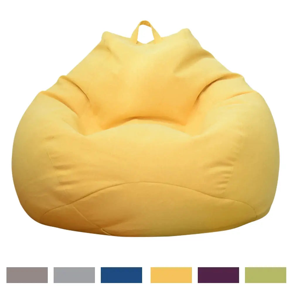 Bean bag chair by Simples Market, yellow tatami-style lounging lounger