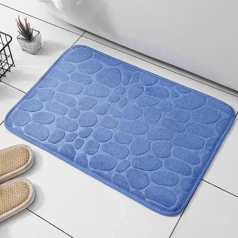 CozyNest Embossed Fiber Carpet Anti Slip Mat With Memory Foam Velvet Pebble Pattern For Bathroom And Living Room