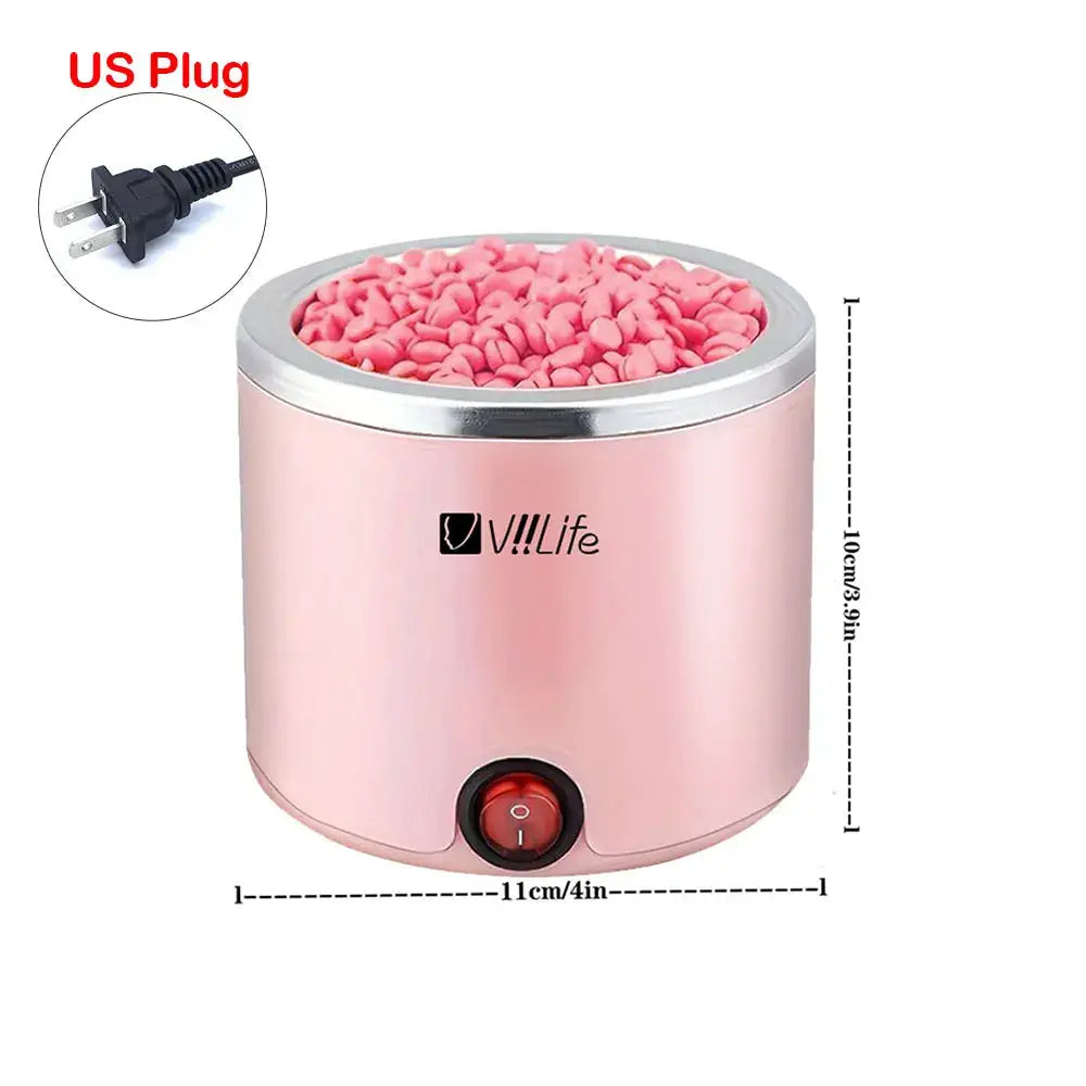 Pink 200ml waxing machine for hair removal wax heater with US plug, red dial, Simples Market.