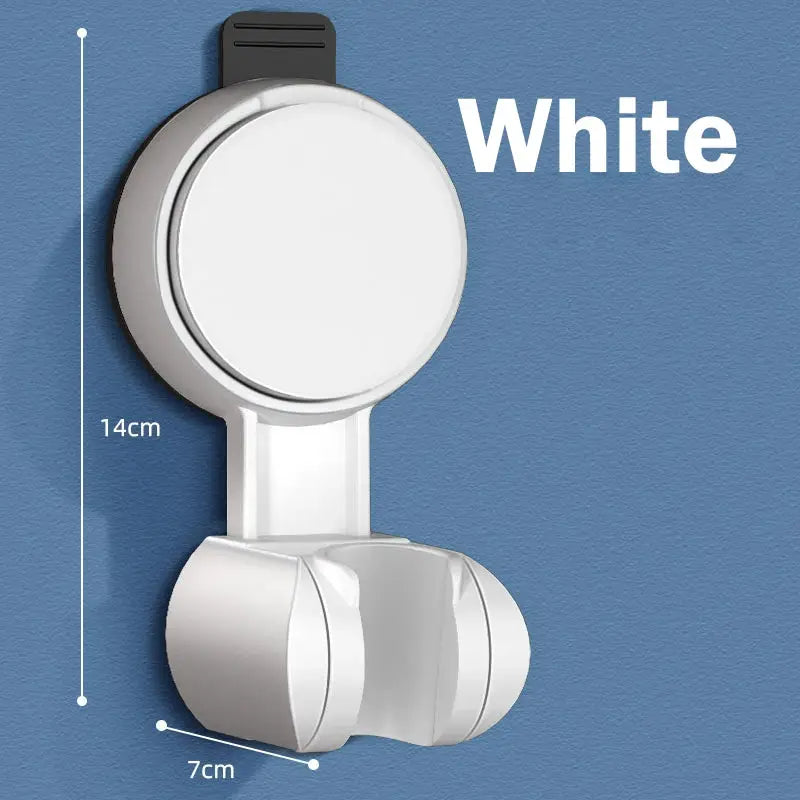 Shower head holder White suction-cup with 360° adjustable wall mount.