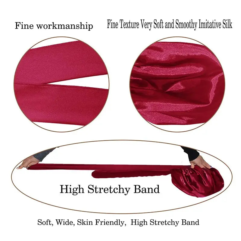 LuxeSatin Satin Sleeping Cap For Women With Wide Band Stretch Head Tie For Secure Nighttime Comfort
