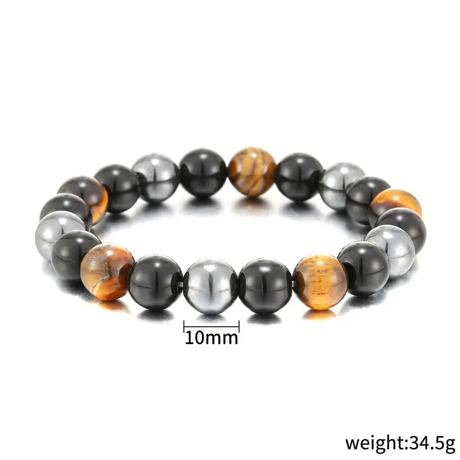 Natural Black Obsidian Hematite Tiger Eye Beads Unisex Bracelet for Magnetic Health Protection Soul Jewelry