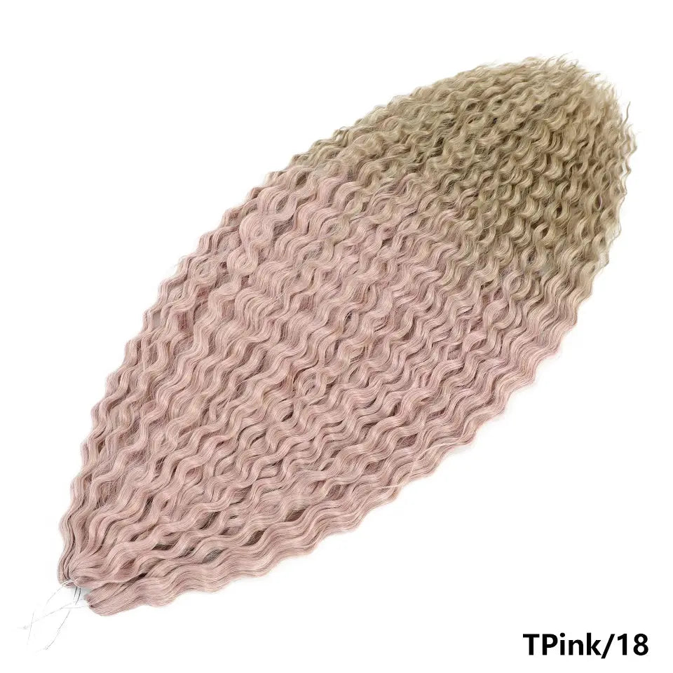 Ariel Curls water-wave crochet hair extensions in pink-to-blonde ombre, synthetic Afro curls