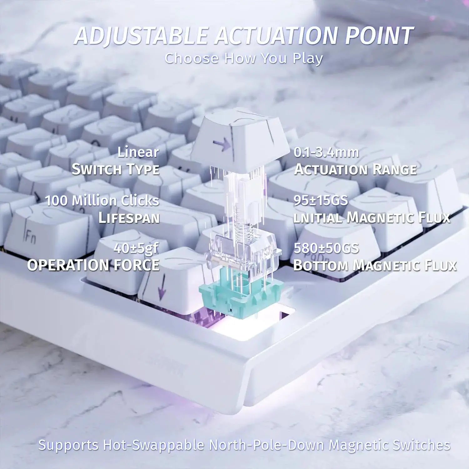 ATTACK SHARK X68 HE wired mechanical keyboard by Simples Market with adjustable actuation and magnetic switch