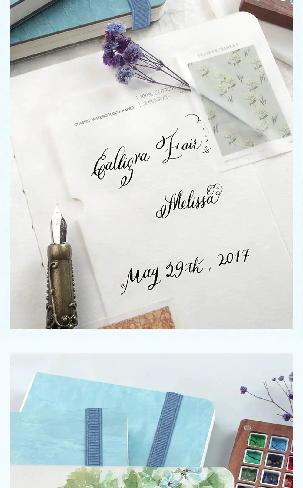 Potentate blue watercolor journal by Simples Market, 100% cotton 300gsm, cold-press sketch book