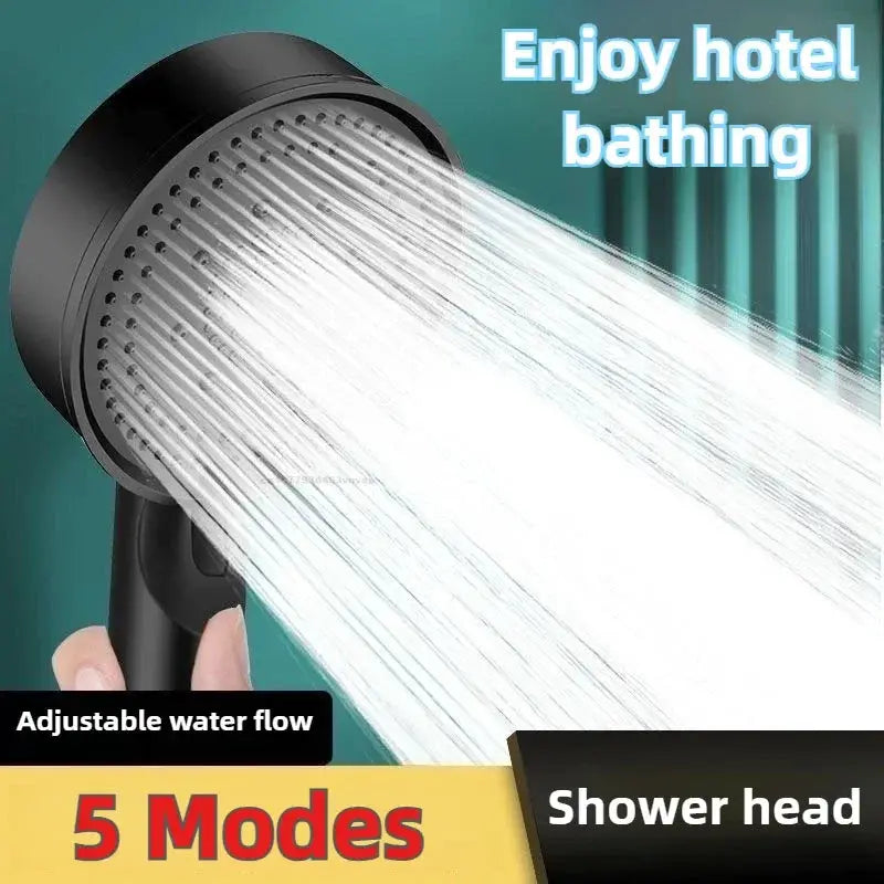 Simples Market 5 Modes Shower Head, adjustable water flow, rain massage nozzle.