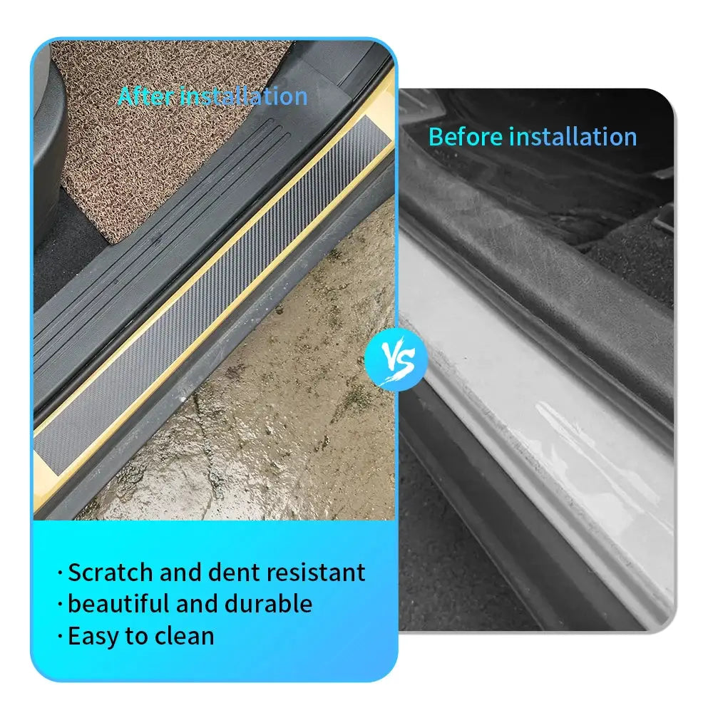 3D carbon fiber car wrap vinyl, glossy black door sill protector for cars, Simples Market