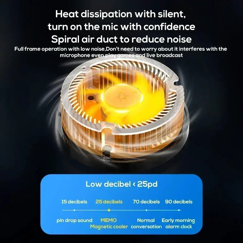 Phone cooler with magnetic back clip, orange compact 2-in-1 semiconductor cooling fan for iOS/Android