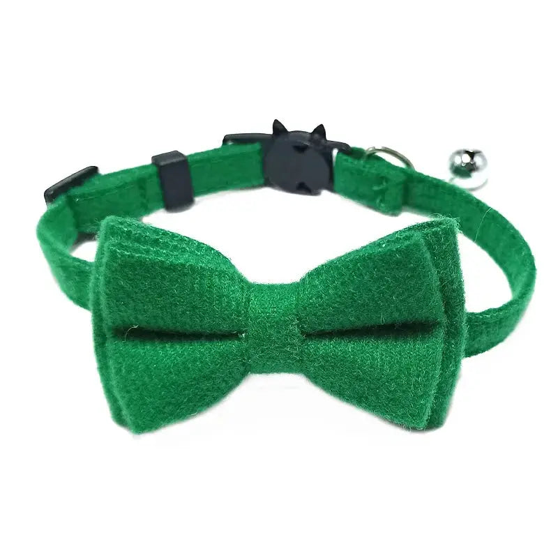 Pet Breakaway Cat Collar With Bow Tie And Bell Plaid Christmas Red Adjustable Elastic For Cats And Small Dogs
