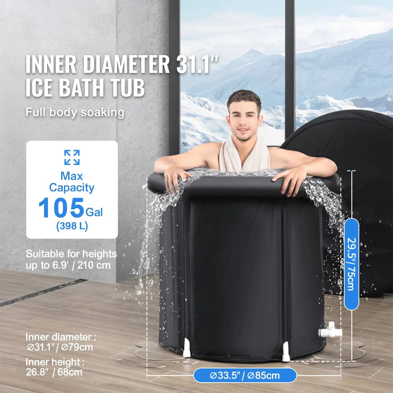 SucceBuy Ice Bath Tub For Athletes Portable Cold Water Therapy Plunge Pool Inflatable Ice Bath