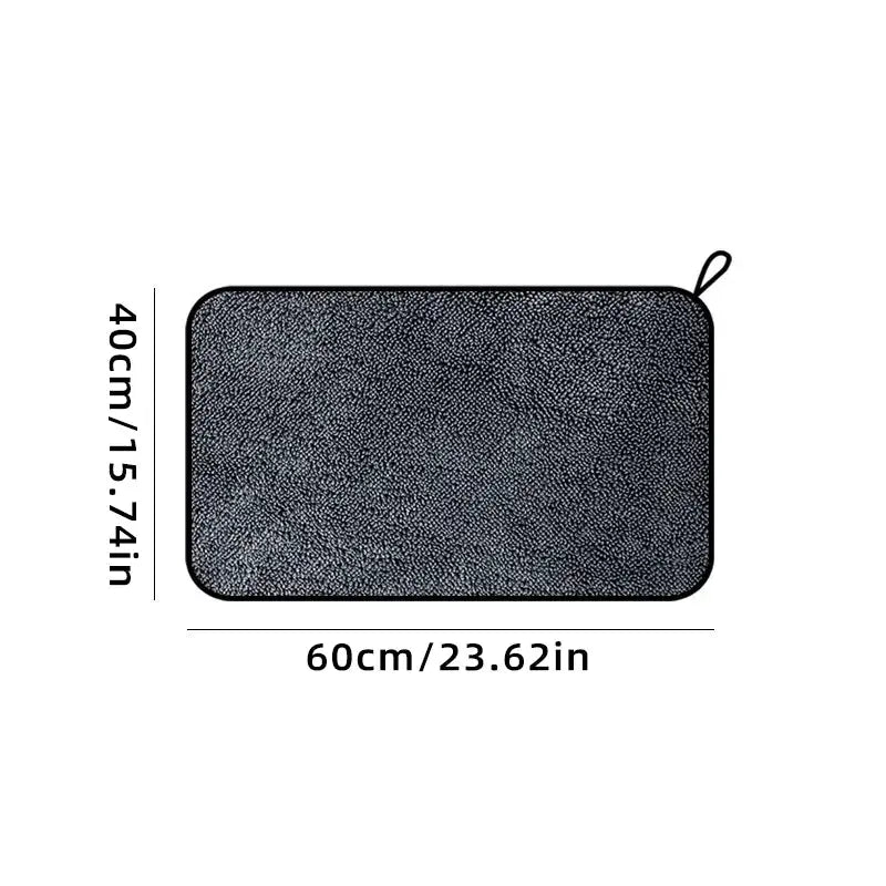 Gray microfiber cleaning cloth with hanging loop, 60x40 cm.