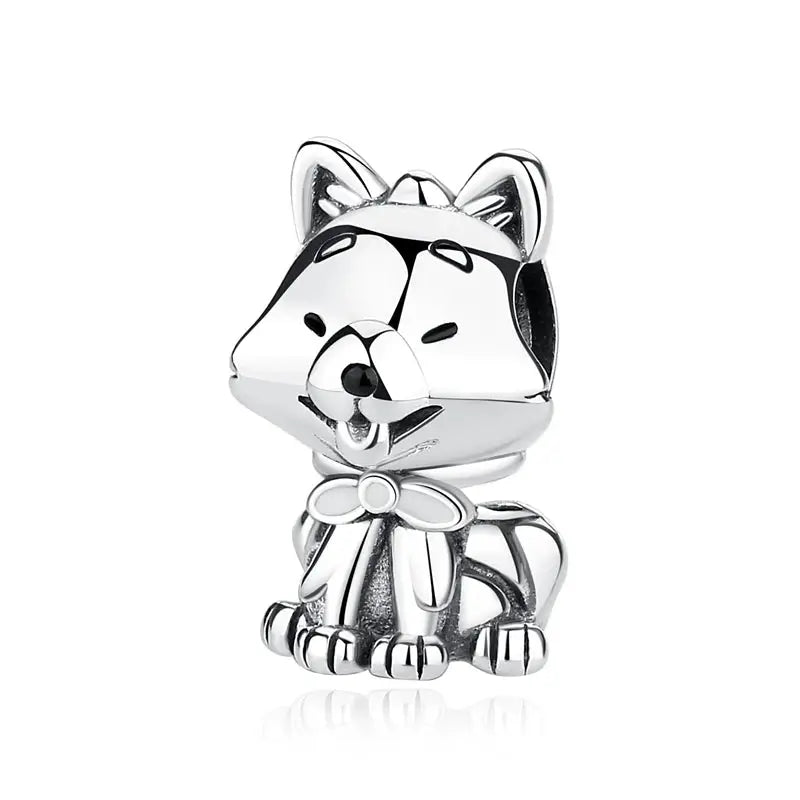 925 Sterling Silver Paw Print Charm Beads for Dogs and Cats Jewelry Pendant Fit for Bracelets Necklaces DIY Projects