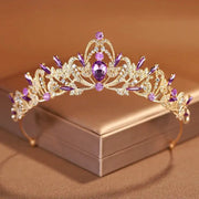 Purple Bridal Headwear Crystal Crown For Women Grand Party Tiara Wedding And Birthday Accessory