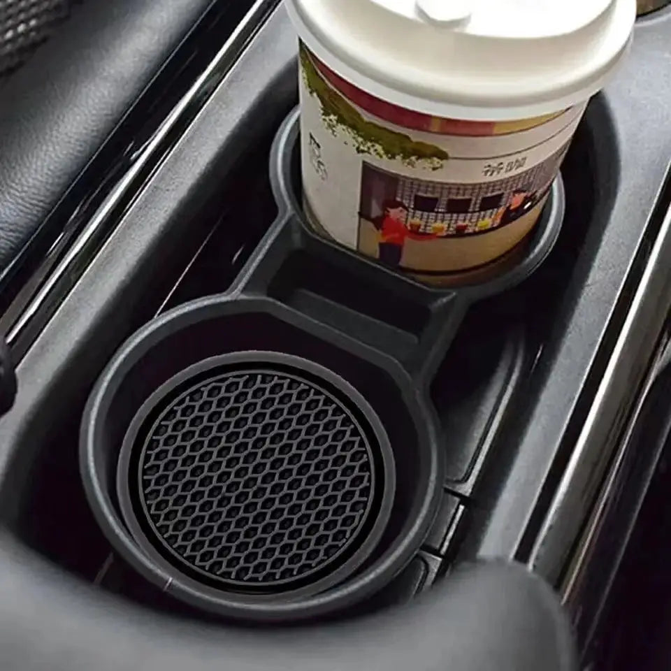2pcs black PVC car cup holder anti-slip coasters by Simples Market; universal fit for most cup holders