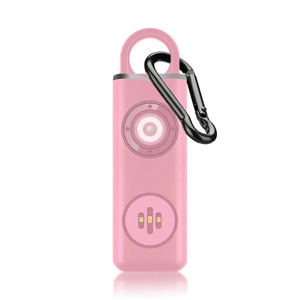Hollarm self-defense personal alarm in pink with 130dB siren, LED light and carabiner clip.