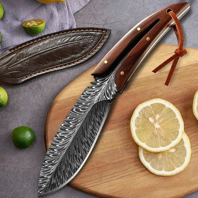 ChefMate Boning Filleting Utility Knife With High Carbon Stainless Steel Blade And Wooden Handle