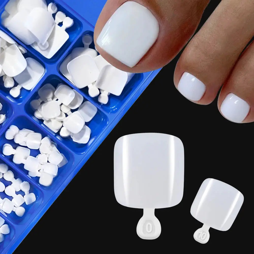 Glamour Nail Natural White Press On Toenails 100Pcs Full Cover Square Acrylic False Nails Kit For Salon Pedicure