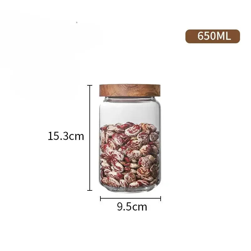Glass Canister Set With Wooden Lids Airtight Jars For Kitchen Storage Cereal Dispenser And Pantry Organization