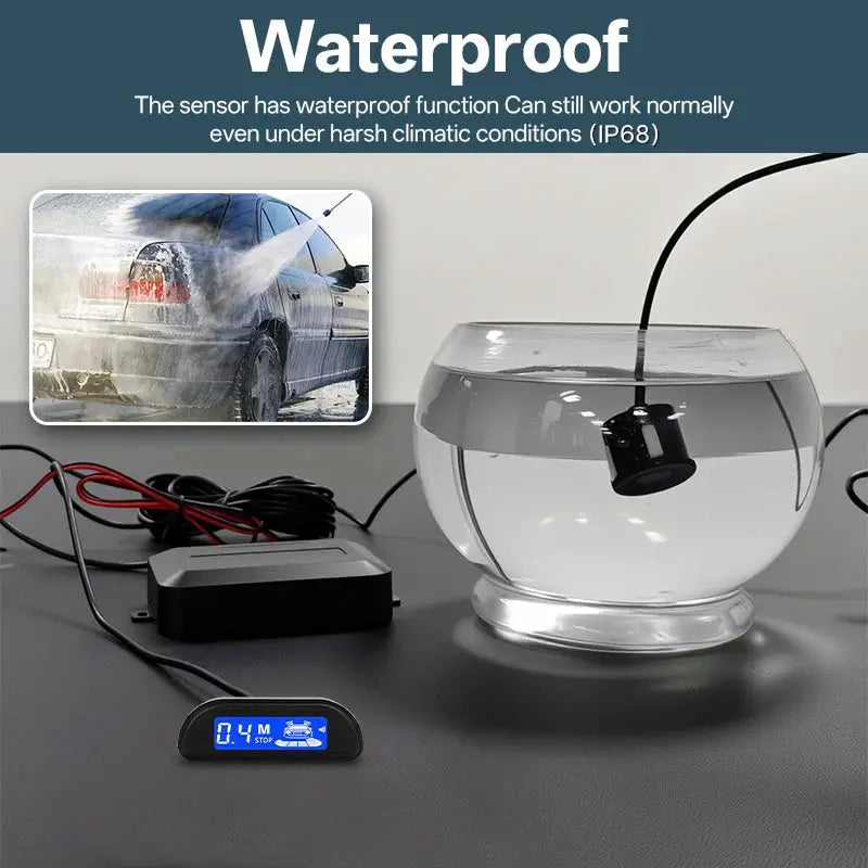 Hippcron car parking sensor kit with 4 sensors and blue backlit display by Simples Market