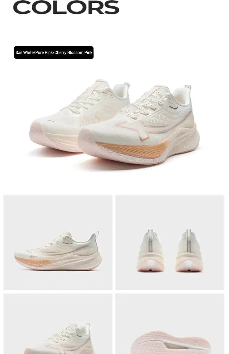 Xtep 2000km 3.0 men's running shoes, white with pale pink accents, lightweight cushioned trainer