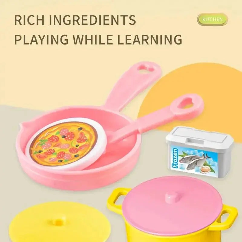 Mini Kitchen Counter Play Set Diy Simulated Cooking Toys With Food Tableware For Pretend Play Gift For Kids