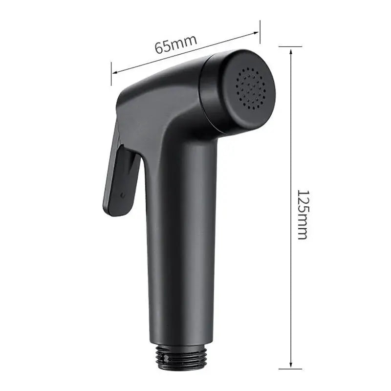 Handheld black bidet spray gun for toilet with lever and threaded connector