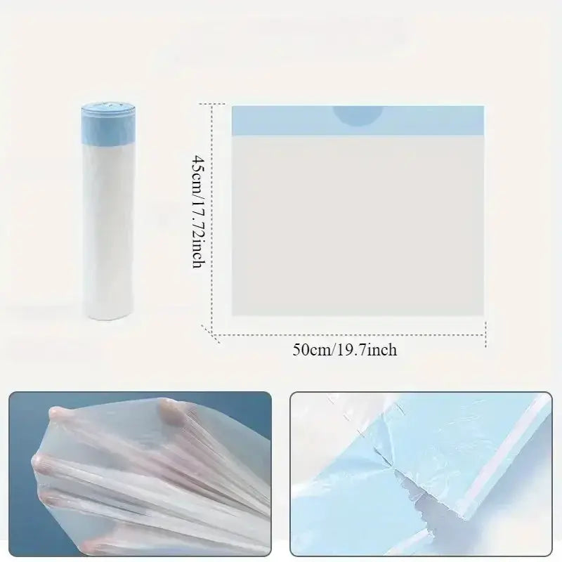 Simples Market drawstring garbage bags set, thickened white plastic with blue top, 50x45 cm