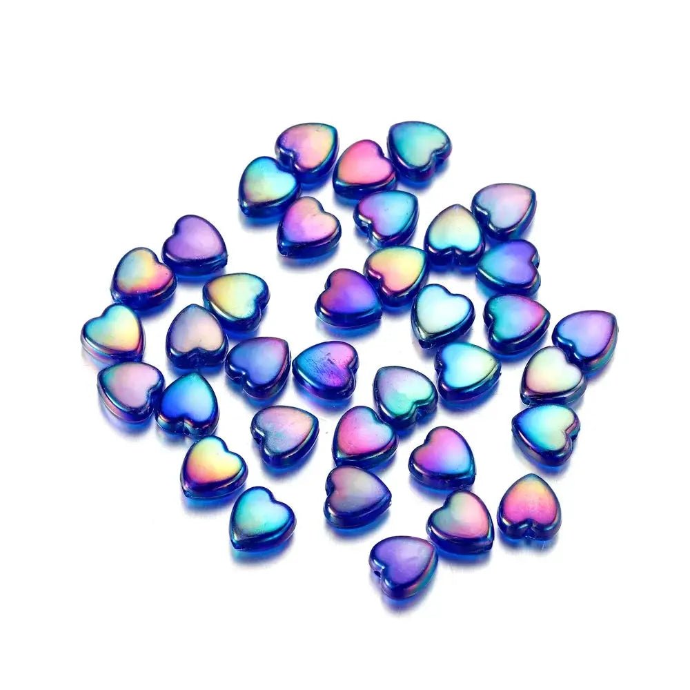 100Pcs Lot 9mm Colorful Heart Love Acrylic Loose Spacer Beads For Jewelry Making DIY Necklace Bracelet Accessories - Simples Market