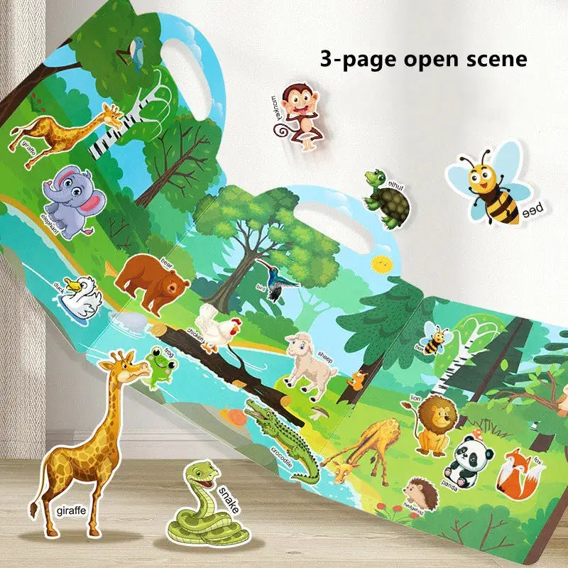 Reusable Cartoon Sticker Book for Kids DIY Puzzle Game Educational Learning Toy Ages 2 to 4 Gifts