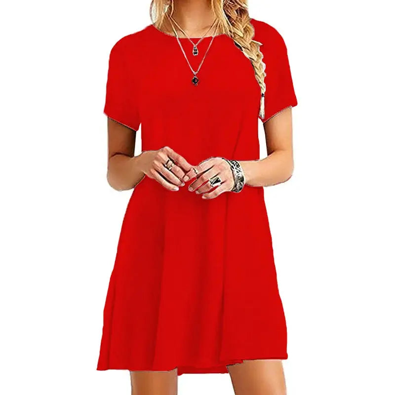 Instylis Women Casual Vintage O Neck Print Loose Mini Dress Sundress