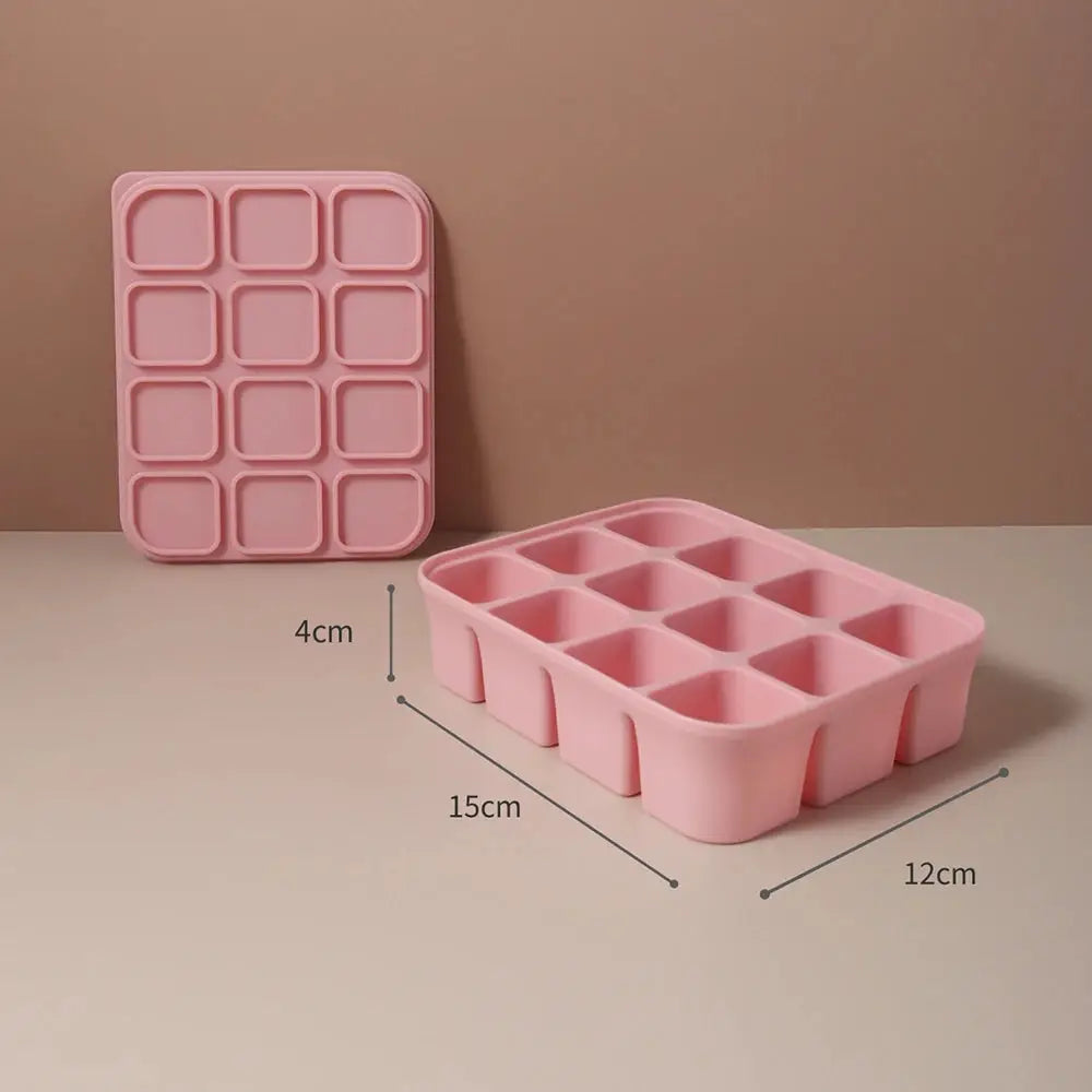 Silicone Ice Cube Tray With Lids For Beverages And Baby Food Storage Molds Flexible BPA Free