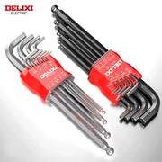 Delixi Electric Allen Key Set Hex Wrench Kit With Sleeve Universal Torque Long Metric For Motorcycles And Bicycles
