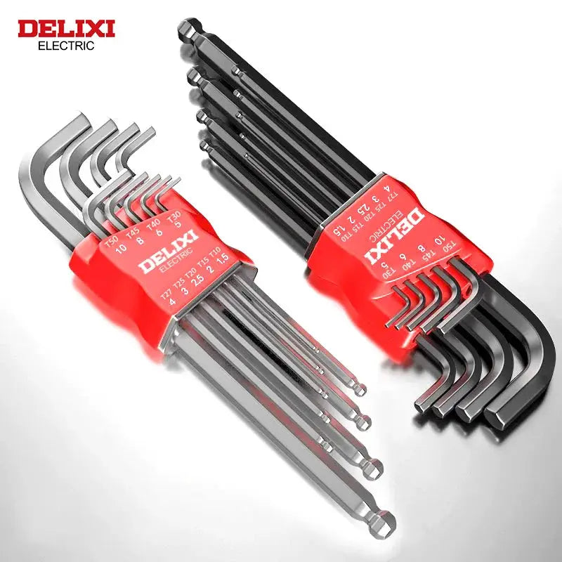 Delixi Electric Allen Key Set Hex Wrench Kit With Sleeve Universal Torque Long Metric For Motorcycles And Bicycles