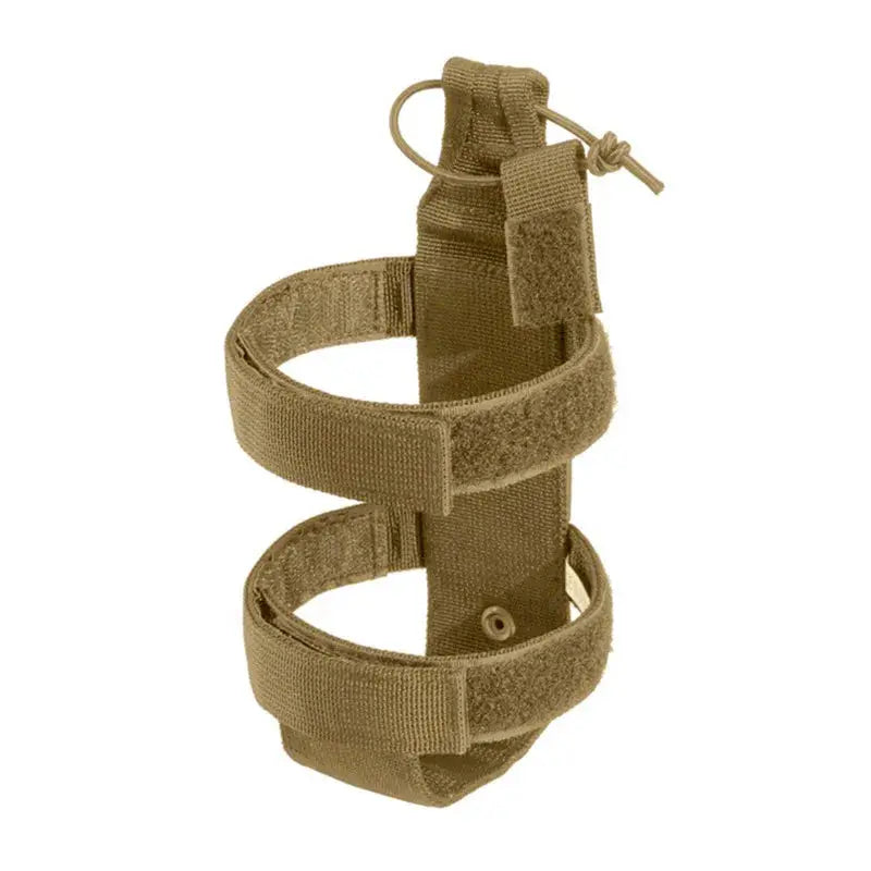 MOLLE water bottle pouch, tan nylon with three adjustable straps
