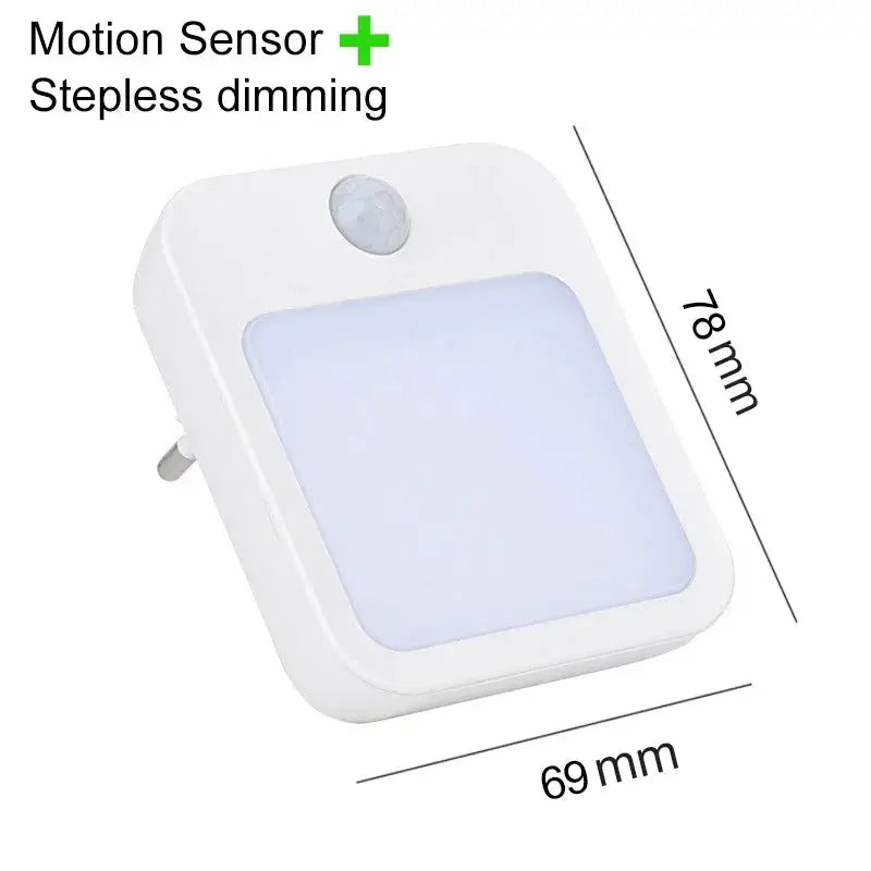 Night light with motion sensor, white plug-in LED lamp for bedside table
