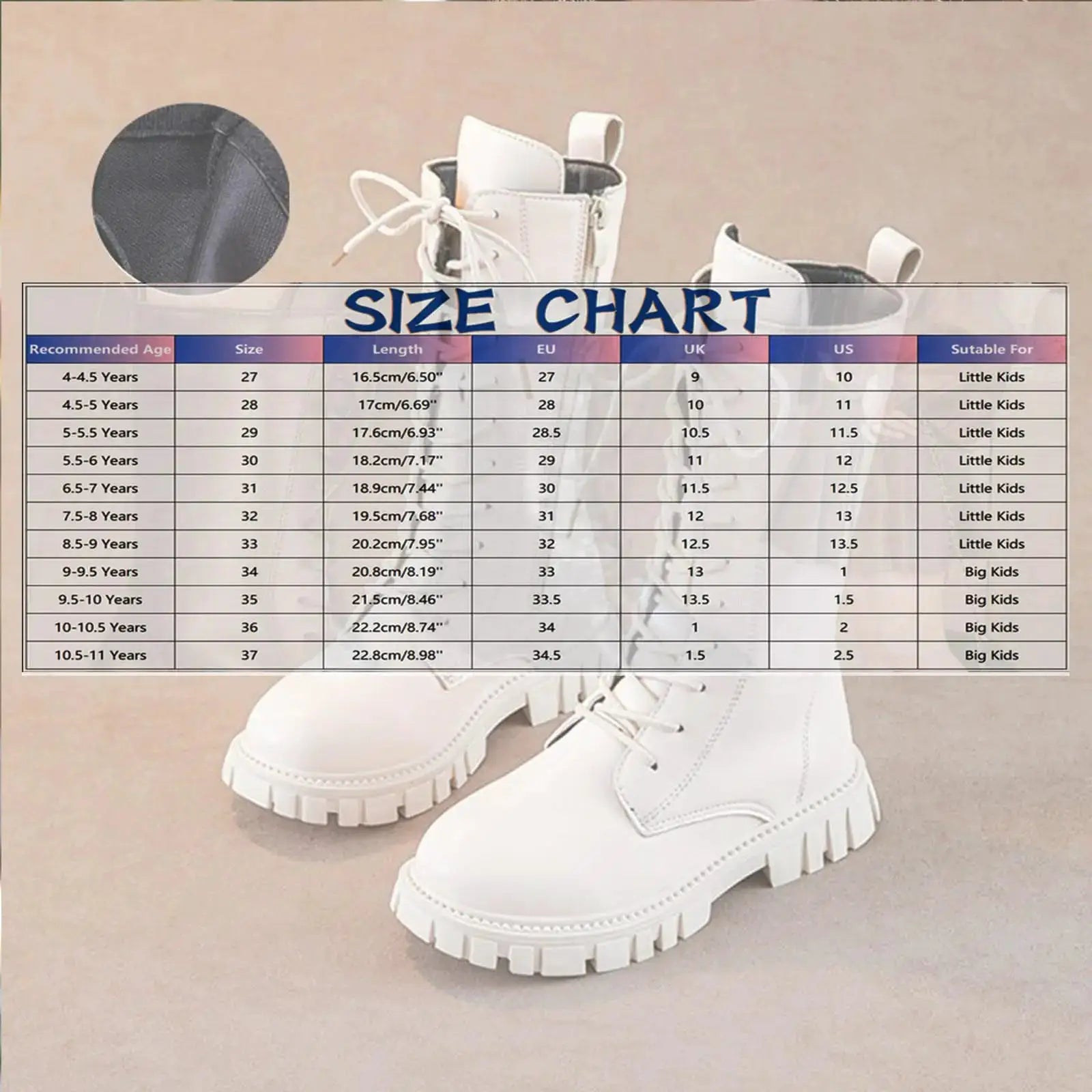 UrbanStride Teen Gothic Combat Boots Faux Leather Ankle Boots With Side Zipper For Easy On Off Anti Slip Winter